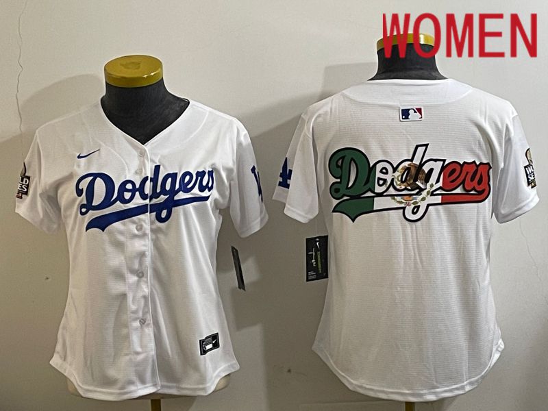 Women Los Angeles Dodgers Blank White Game 2024 Nike MLB Jersey style 112112->women mlb jersey->Women Jersey